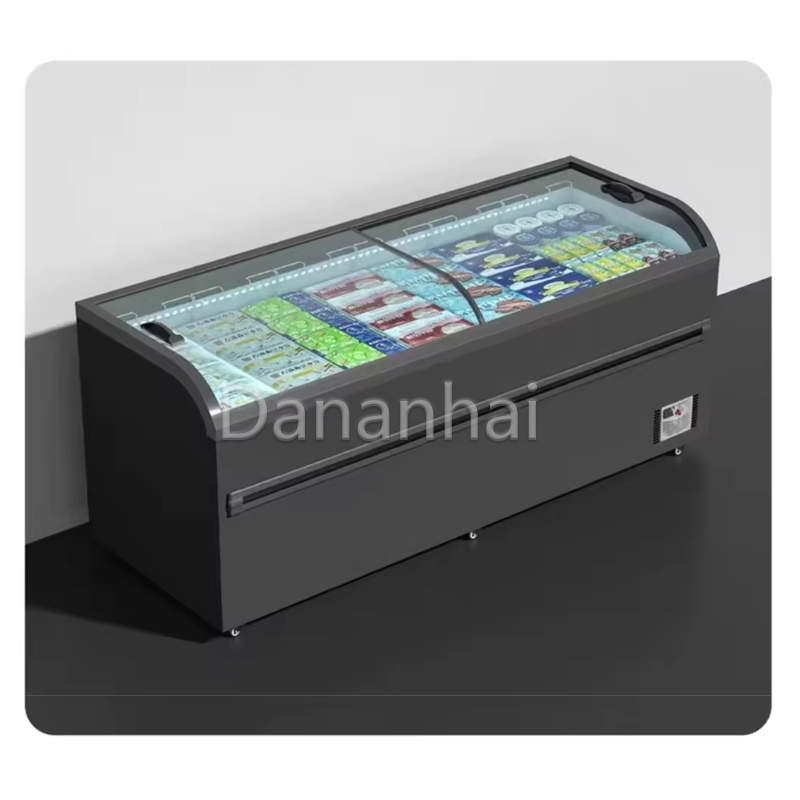 Commercial Chest Freezer - Island Freezer Commercial Curved Glass Display